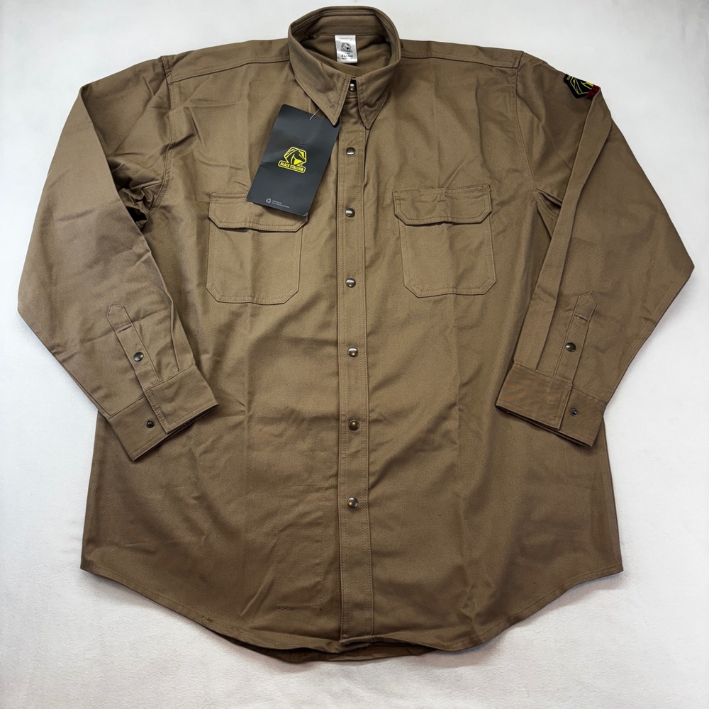 Black Stallion Work Shirt Men XL Khaki FS7-KHK FR Flame Resistant 7oz  Snaps New